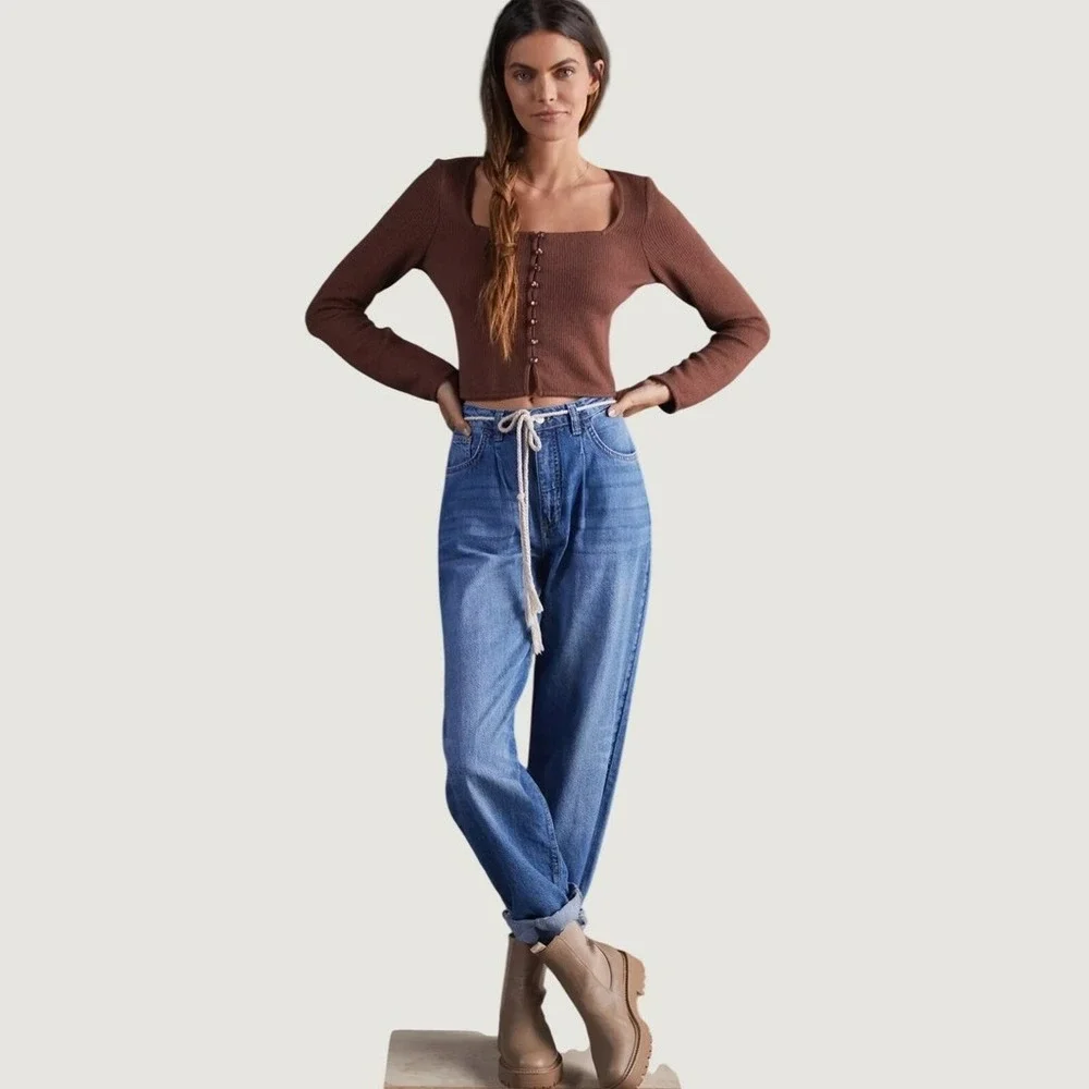 Pilcro The Breaker Relaxed Jeans Blue Sz 27 High Rise Barrel Denim